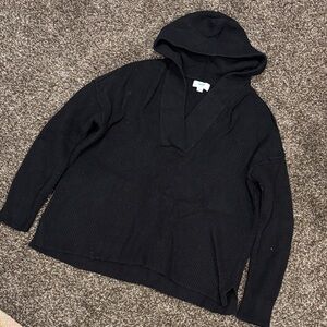 Aerie Black Hooded Knit Pullover